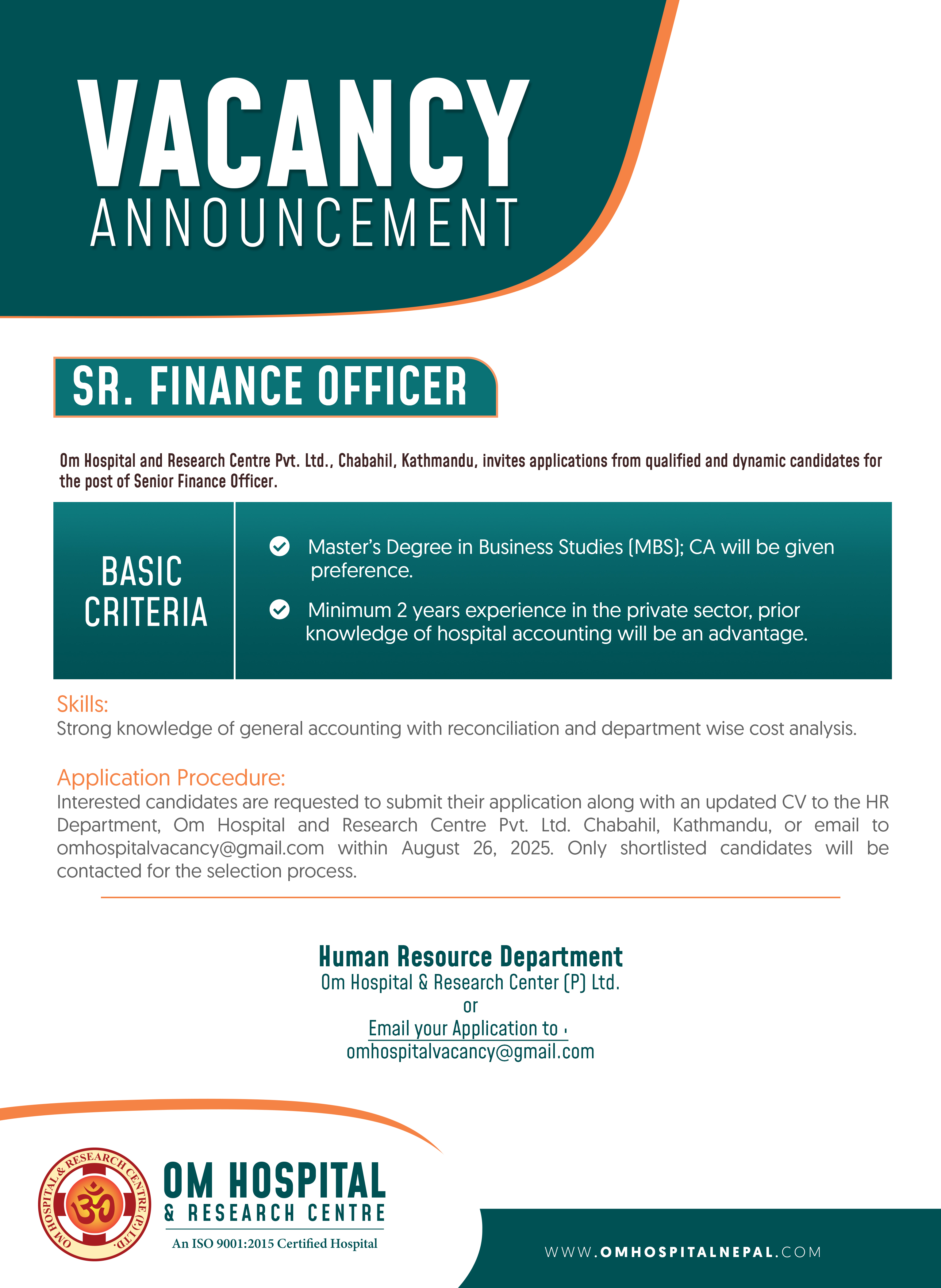 Vacancy Announcement !